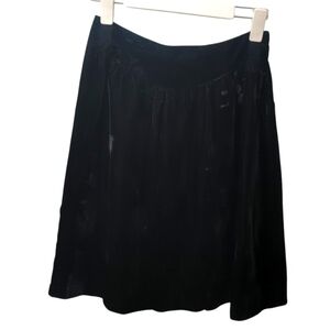 Gunne Sax Black Midi A-Line Black Velvet Skirt size small